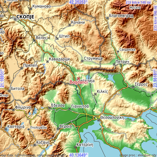 Topographic map of Bogdanci