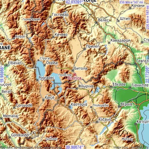 Topographic map of Bistrica