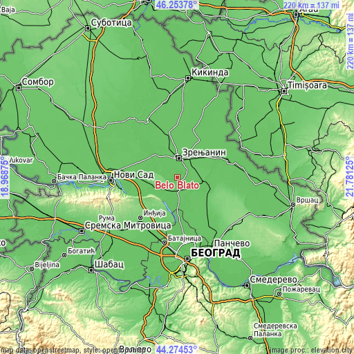 Topographic map of Belo Blato