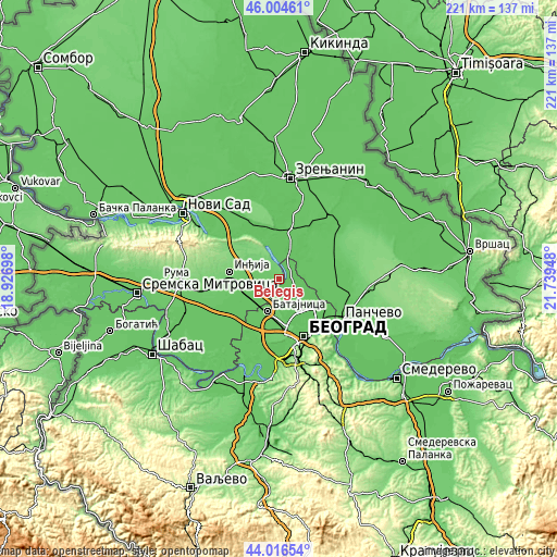 Topographic map of Belegiš