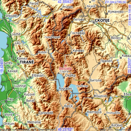 Topographic map of Belčišta