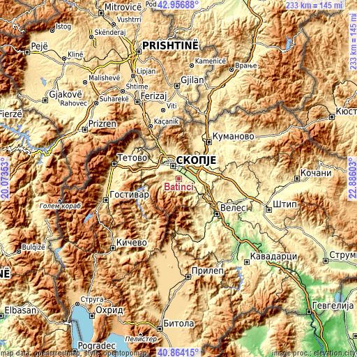 Topographic map of Batinci