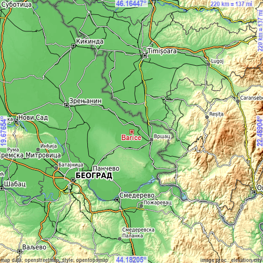 Topographic map of Barice