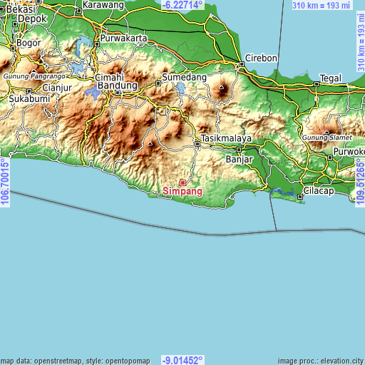 Topographic map of Simpang