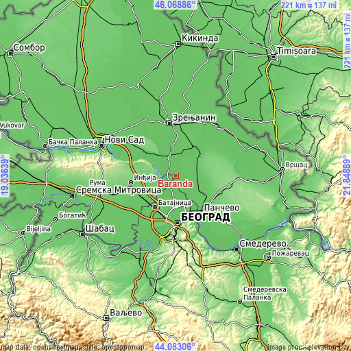 Topographic map of Baranda