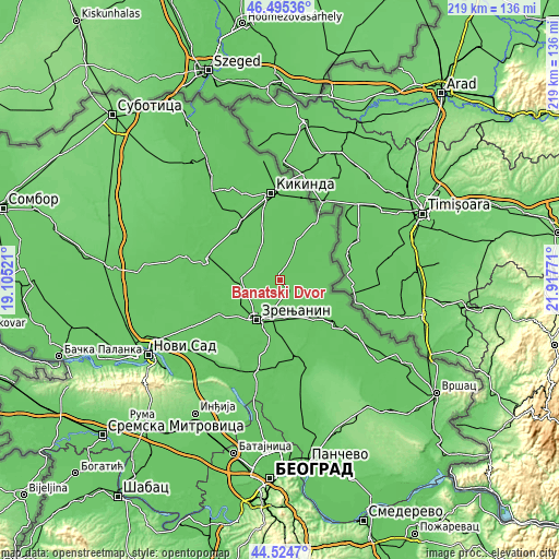 Topographic map of Banatski Dvor