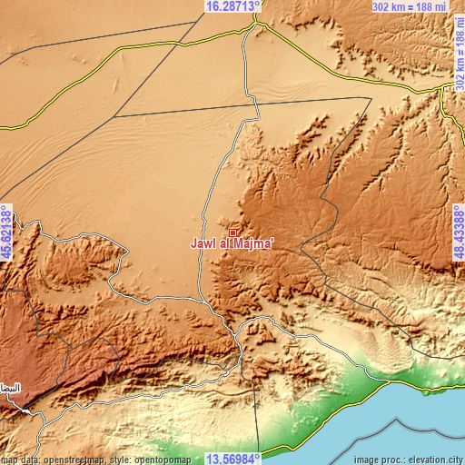 Topographic map of Jawl al Majma‘