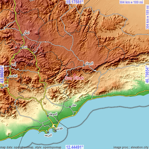 Topographic map of Sūq Sibāḩ