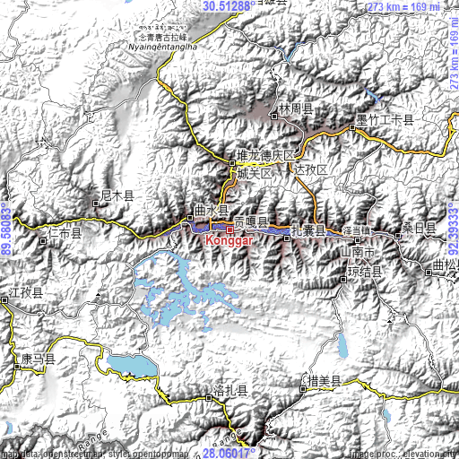Topographic map of Konggar