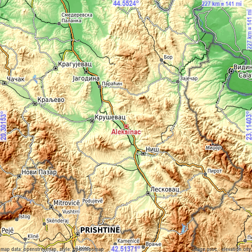 Topographic map of Aleksinac