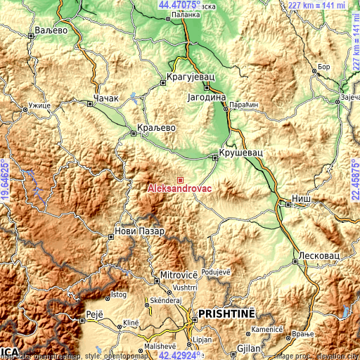 Topographic map of Aleksandrovac