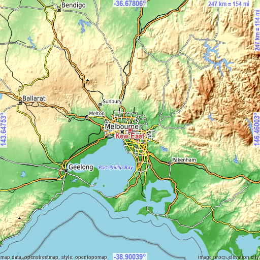 Topographic map of Kew East
