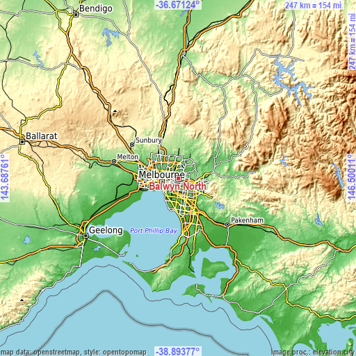 Topographic map of Balwyn North