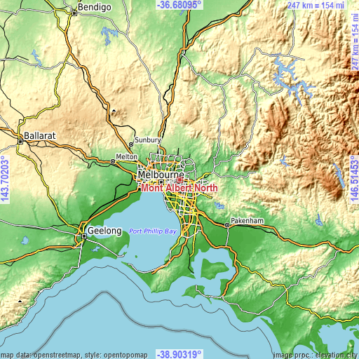Topographic map of Mont Albert North