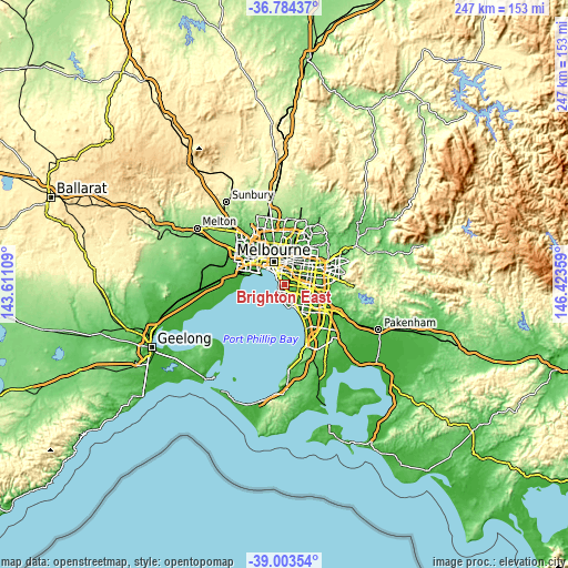 Topographic map of Brighton East