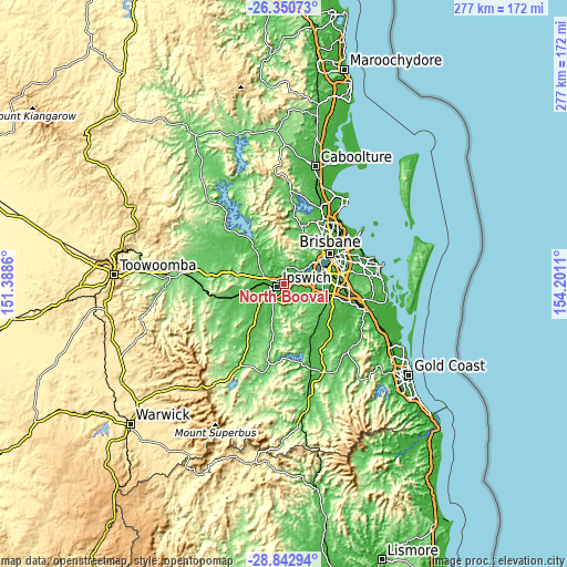 Topographic map of North Booval