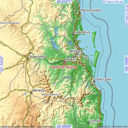 Topographic map of Deebing Heights