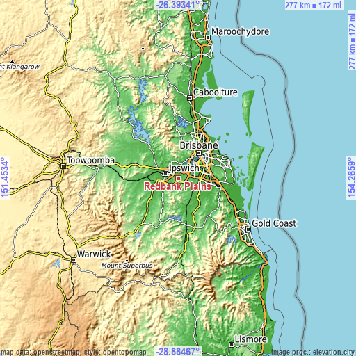 Topographic map of Redbank Plains
