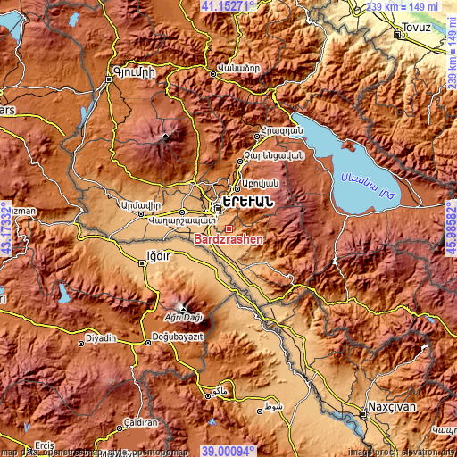 Topographic map of Bardzrashen