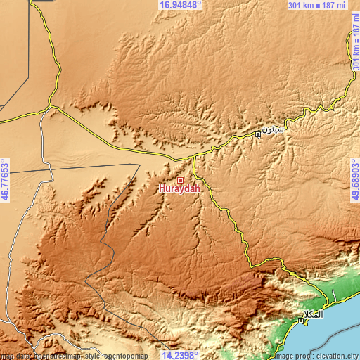 Topographic map of Ḩurayḑah