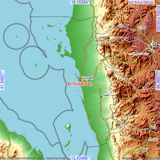 Topographic map of Al Ḩudaydah