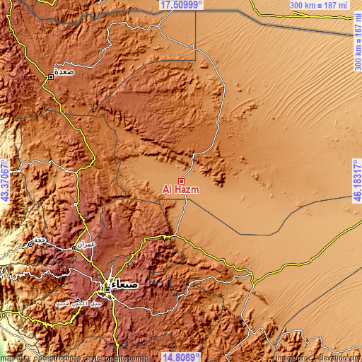 Topographic map of Al Ḩazm