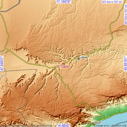 Topographic map of Al Qaţan