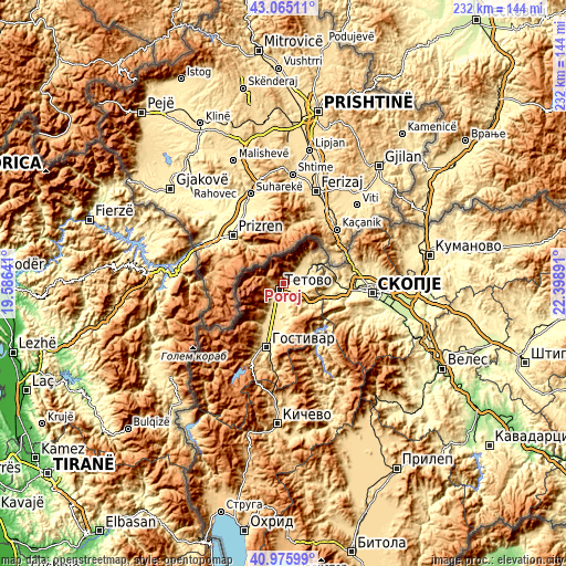 Topographic map of Poroj