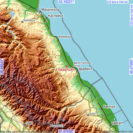 Topographic map of Gedzhukh