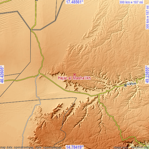 Topographic map of Ḩajar al Mashā’ikh