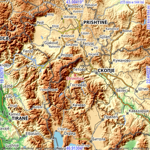 Topographic map of Strimnica