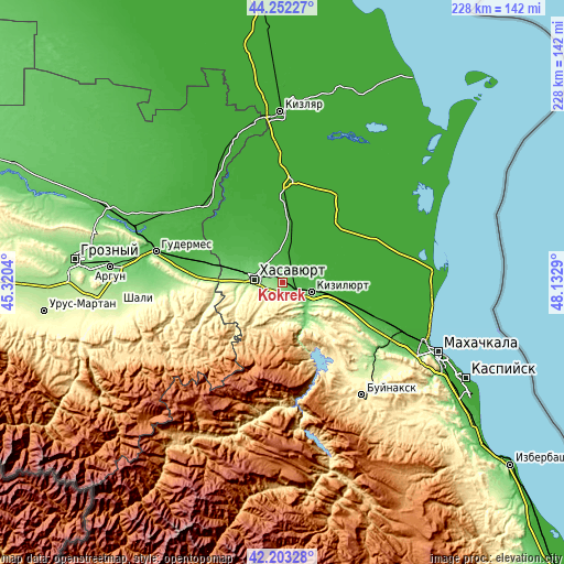 Topographic map of Kokrek