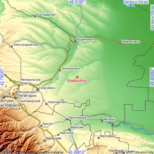 Topographic map of Vostochny