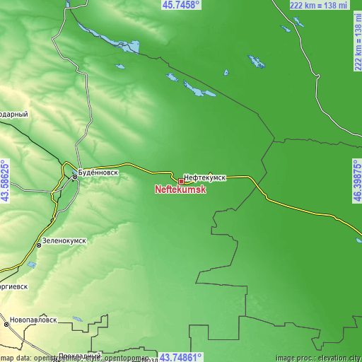 Topographic map of Neftekumsk