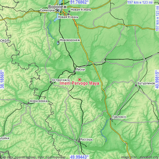 Topographic map of Imeni Pervogo Maya