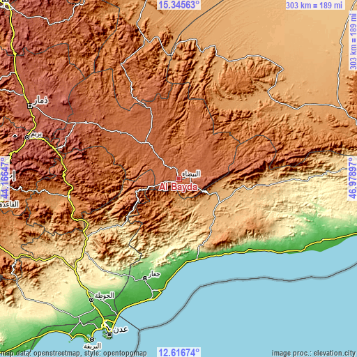 Topographic map of Al Bayda