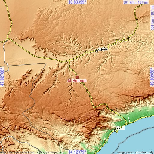 Topographic map of Al Bāţinah