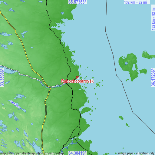 Topographic map of Rabocheostrovsk