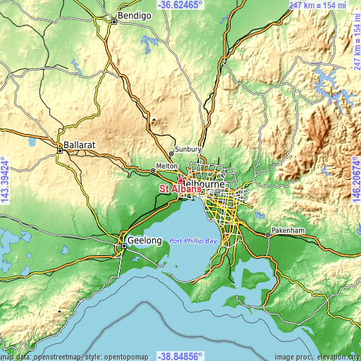 Topographic map of St Albans