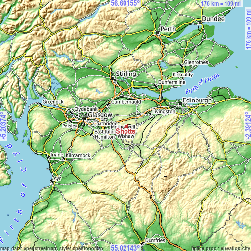 Topographic map of Shotts