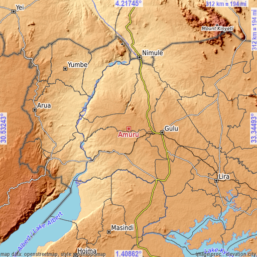 Topographic map of Amuru