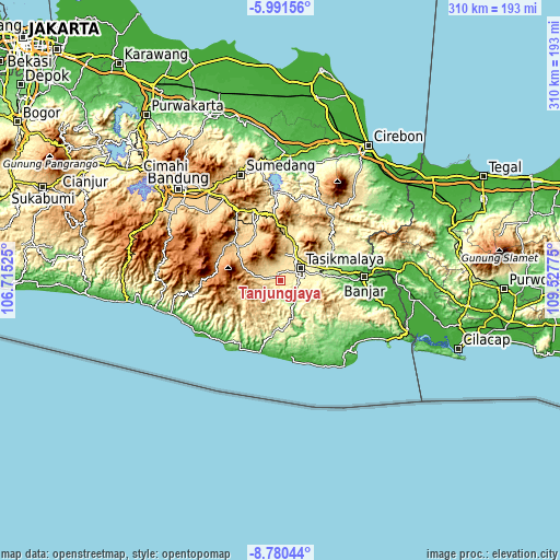Topographic map of Tanjungjaya
