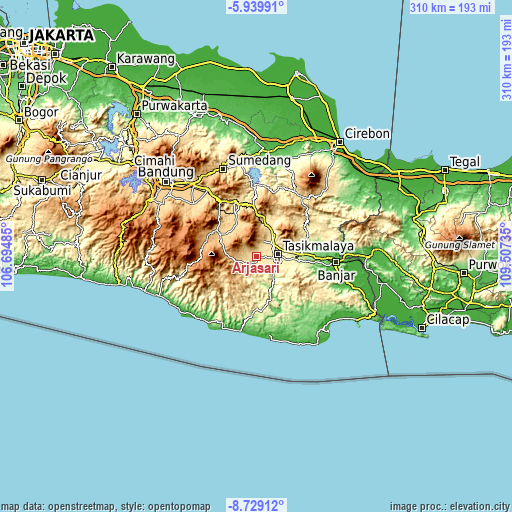 Topographic map of Arjasari