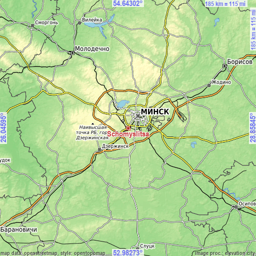 Topographic map of Schomyslitsa