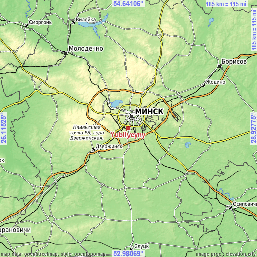 Topographic map of Yubilyeyny