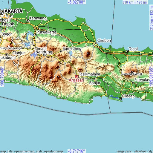 Topographic map of Argasari