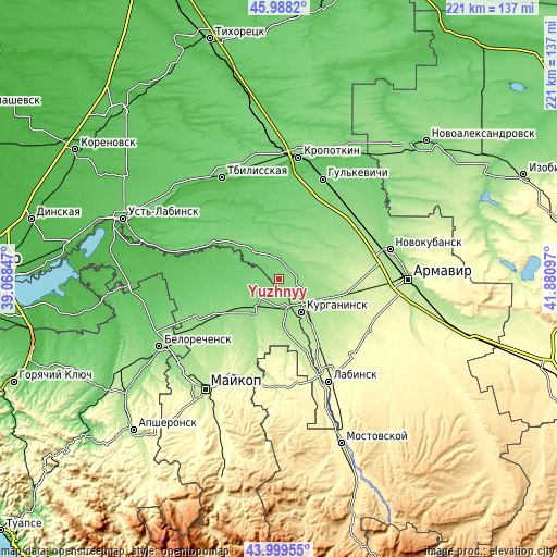 Topographic map of Yuzhnyy