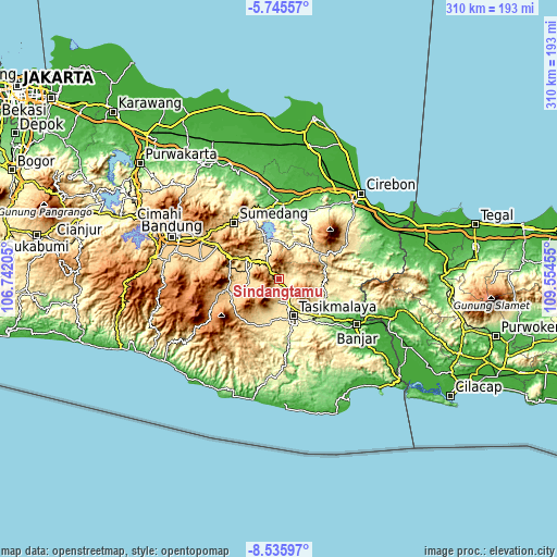 Topographic map of Sindangtamu