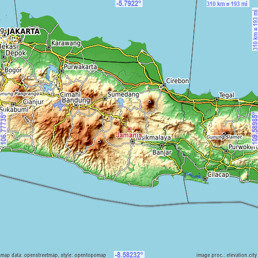 Topographic map of Jamanis