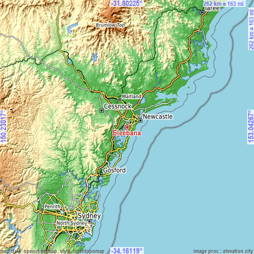 Topographic map of Eleebana